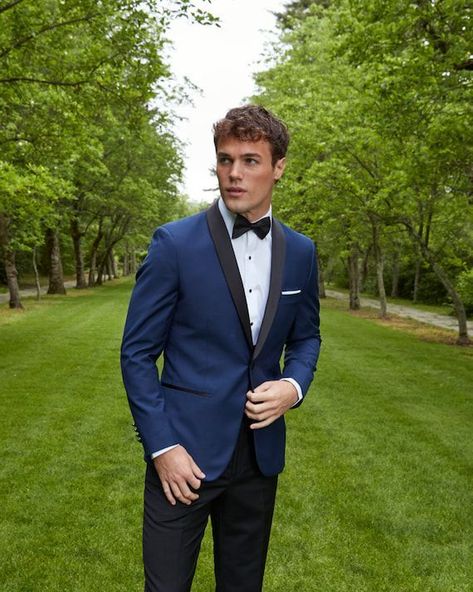 Prom Suits For Men Blue, Blue Tux, Black Bowtie, Navy Tuxedos, Blue Tuxedo, Homecoming Suits, Wedding Tux, Black Suit Wedding, Groomsmen Outfits