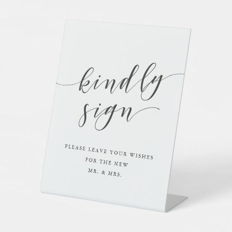 $14.47 | Modern Clligraphy Wedding Guest Book #wedding #reception #modern #rustic #tablesign #guestbook #kindlysign #tabledecor #blackandwhite #calligraphy Modern Rustic Table, Wedding Reception Modern, Zazzle Wedding, Guest Book Table, Wedding Guest Book Sign, Wedding Hashtag, Tabletop Signs, Calligraphy Wedding, Wedding Posters