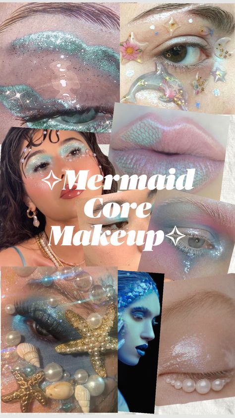 Vintage Siren Makeup, Mermaid Makeup Aesthetic, Mermaid Core Makeup, Mermaidcore Aesthetic Outfits, Mermaidcore Makeup, Mermaidcore Outfit, Pisces Fashion, Mermaidcore Aesthetic, Mermaid Outfits