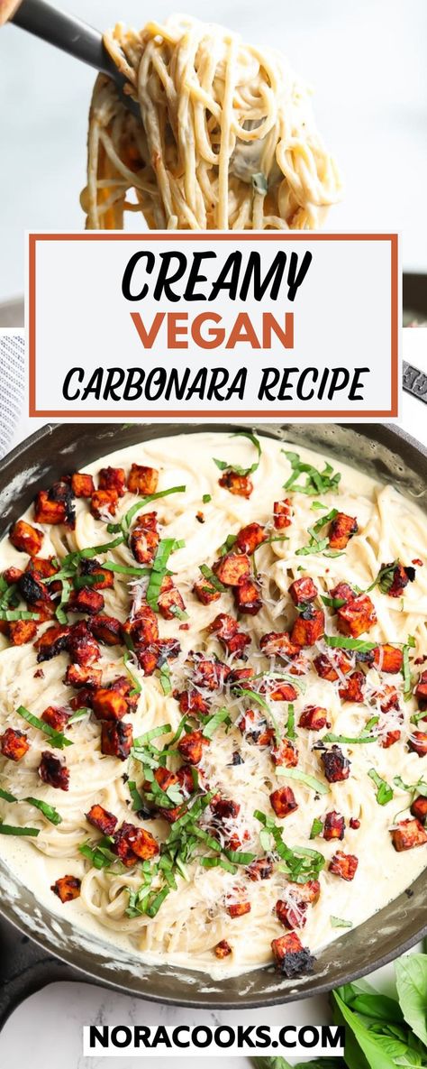 Vegan Carbonara Pasta, Vegan Carbonara, Quick Vegan Dinner Recipes, Nora Cooks, Vegan Italian Recipes, Ms Diet, Plant Based Lunch, Quick Vegan, Carbonara Recipe