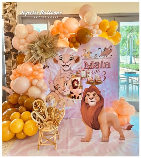 Lion Party Decorations, Nala Themed Birthday Party, Nala Lion King Birthday Party Ideas, Lion King Birthday Party Ideas Girl, Lion King Themed First Birthday, Nala Baby Shower Ideas, Girly Lion King Birthday Party, Lion King Girl Birthday Party, Lion King Baby Shower Ideas For A Girl