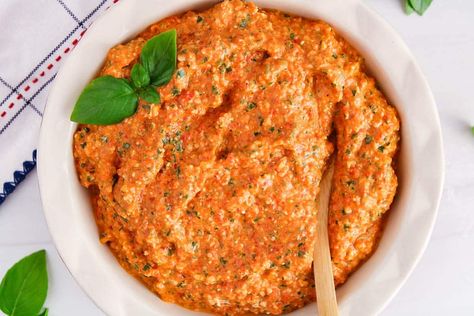 Roasted Red Pepper Pesto, Red Pepper Pesto, Pepper Pesto, Pesto Sauce Recipe, Pasta Ideas, Red Pesto, Vegan Parmesan Cheese, Sandwich Spread, How To Make Pesto