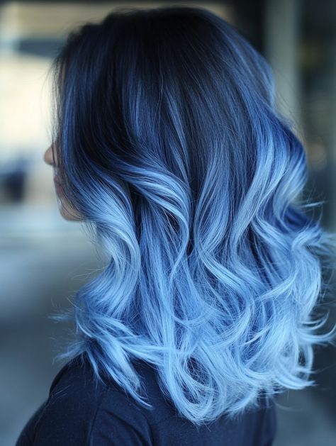 Seasonal Hair Inspo: darkish Brown Hair hues ideas Dark Blue Hair With Light Blue Streaks, Dark Brown Hair Shades, Darkish Brown Hair, Brown Hair With Blue Highlights, Blue Highlights In Brown Hair, Deep Blue Hair, Blue Peekaboo Highlights, Bold Hair Color Ideas, Happiness Template