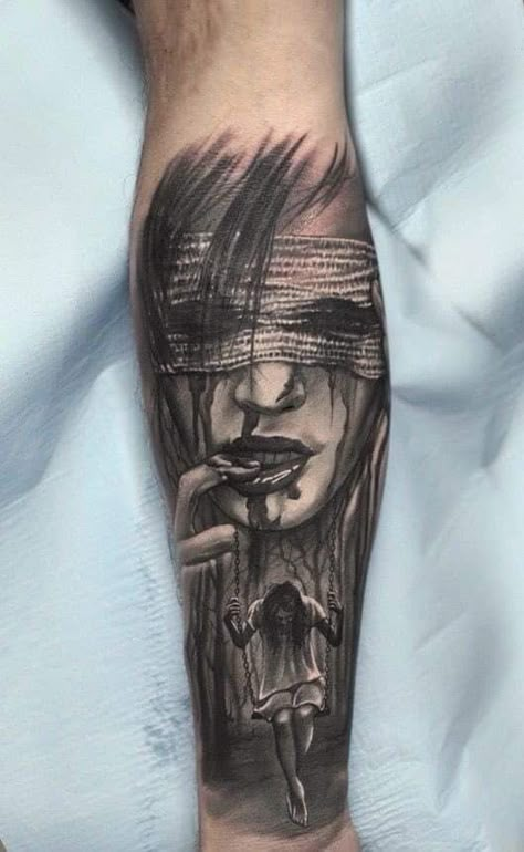 Scary Tattoo Designs, Arm Tattoos Men, Unique Tattoos Ideas, Dark Tattoos For Men, Tattoo Ideas Christian, Men Tattoos Arm, Tattoos Arm Sleeve, Tatuaje Trash Polka, Calf Tattoo Men