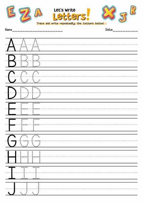 Letter-Writing Alphabet Practice Letter Writing Kindergarten, Writing Alphabet Letters, Letter I Worksheet, Free Handwriting Worksheets, Letter Writing Worksheets, Writing Alphabet, Printable Handwriting Worksheets, Alphabet Practice Worksheets, Alphabet Writing Worksheets