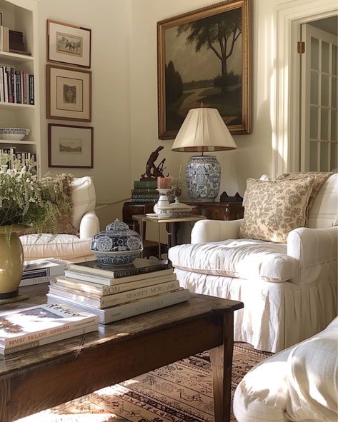 monikamccommon's LIVING ROOMS Collection on LTK English Cottage Style Living Room, Ralph Lauren Living Room, Ralph Lauren Home Living Room, Cottage Living Room Ideas, French Cottage Living Room, Living Room Ideas Cozy, Room Ideas Cozy, Slipcovered Chair, Cottage Living Room