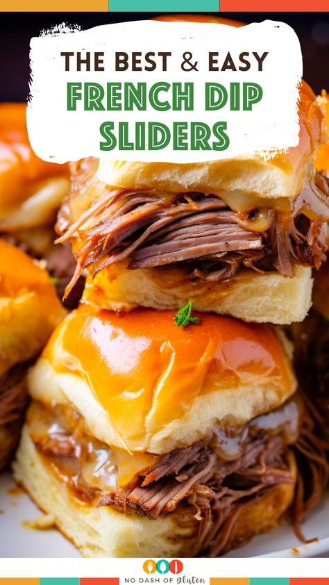 Dive into these mouthwatering French Dip Sliders! Imagine buttery sweet rolls filled with savory roast beef, melted provolone, and caramelized onions. Every bite promises a flavorful journey, especially when dipped in the accompanying rich au jus. Perfect for game nights, family gatherings, or any festive occasion. Ready to elevate your appetizer game? Tap to grab this must-try recipe now! Beef Dip Sliders, French Dip Sliders Recipes, Roast Beef Sliders With Au Jus, French Dip Sliders Hawaiian Rolls, Easy Roast Beef Sliders, Roast Beef French Dip, Roast Beef Au Jus, French Dip Sliders, Prime Rib Sandwich