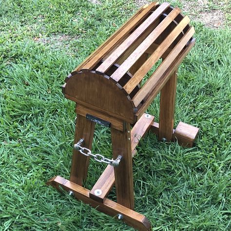 Saddle Racks, Saddle Stand, Chair Woodworking Plans, Saddle Rack, Timber Slats, Western Brown, Tasmanian Oak, Raw Leather, Hand Painted Fabric