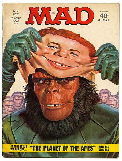 Mad #157, March 1973 Alfred E Neuman, Don Murray, Go Ape, Mad Magazine, Mad World, Planet Of The Apes, Retro Comic, Cover Artwork, People Magazine