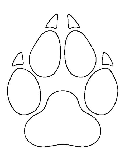 Wolf paw print pattern. Use the printable outline for crafts, creating stencils, scrapbooking, and more. Free PDF template to download and print at http://patternuniverse.com/download/wolf-paw-print-pattern/ Paw Template, Wolf Paw Print, Wolf Paw, Beadwork Patterns, Applique Patterns, Native Art, Printable Patterns, String Art, Dog Paws