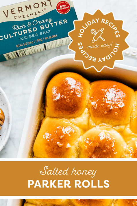 Salted Honey Dinner Rolls, Salted Honey Rolls, Salted Honey Parker House Rolls, Salted Honey Butter Parker House Rolls, Honey Butter Parker House Rolls, Salted Honey Butter, Honey Rolls, Parker House Rolls Recipe, Parker House Rolls