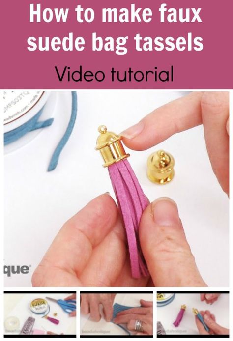 VIDEO - how to quickly and easily make these faux suede tassels that you can use on bags. Genius idea, includes links for where to get the materials. Bag Tassel Diy, Homemade Handbags, Sew Techniques, Diy Leather Tassel, Flower Tassels, Diy Tassels, Bag Tassels, Tassels Tutorials, Stuff Toys