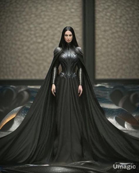 Queen Outfits Aesthetic, Black Royal Gown, Dark Queen Dress, Asgardian Dress, Queen Outfits, Prince Clothes, Black And Silver Dress, Holloween Costume, Black Witch