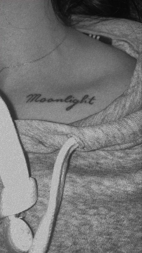 Moonlight Tattoo Word, Moonlight Tattoo Ideas, Ariana Inspired Tattoos, Ariana Grande Tattoos Inspired, Ariana Grande Inspired Tattoos, Moonlight Tattoo, Cousin Tattoos, Art Inspired Tattoos, Song Tattoos