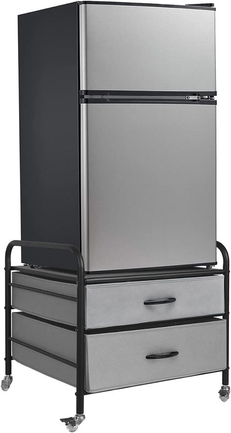 Amazon.com: EazeHome Mini Fridge Stand, Fridge Stand with Storage, 2 Drawer Fridge Cart, Organizer Unit for Mini Fridge, Fridge Stand with Metal Frame and Fabric Drawers, Mini Fridge Table with 4 Swivel Wheels : Home & Kitchen Mini Fridge Table, Fridge Stand, Drawer Fridge, Mini Fridge Stand, Cart Organizer, Fridge Storage, Compact Refrigerator, Organize Drawers, Fabric Drawers