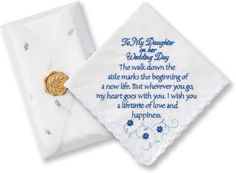 TRULIVA Something Blue for Bride on Wedding, Mother to Daughter Wedding Gifts, Wedding Handkerchief Happy Tears (To My Daughter) at Amazon Women’s Clothing store Words To My Daughter, Handkerchief Embroidered, Daughter On Her Wedding Day, Something Blue For Bride, Daughter Wedding Gifts, Mother To Daughter, Wedding Day Gifts, Wedding Handkerchief, Perfect Wedding Gift