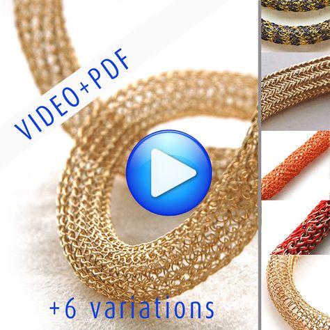 Ravelry: Yoola Tube Necklace , Wire Crochet VIDEO Tutorial by Yael Falk Diy Jewelry Videos, Crochet Beginners, Jewelry Making Instructions, Wire Knitting, Tiny Crochet, Spool Knitting, Wire Crochet Jewelry, Diy Jewelry Kit, Tube Necklace