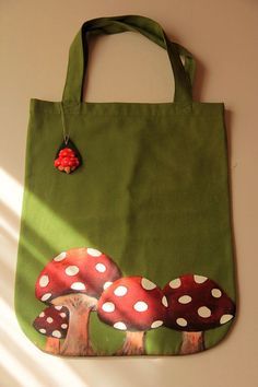 Hand Painted Tote Bag by zeyc on Etsy, $24.00 Painted Tote Bag, Painted Canvas Bags, Handpainted Tote Bags, Small Hand Bags, Canvas Bag Design, Handpainted Bags, Painted Tote, Painted Bags, Fabric Handbags