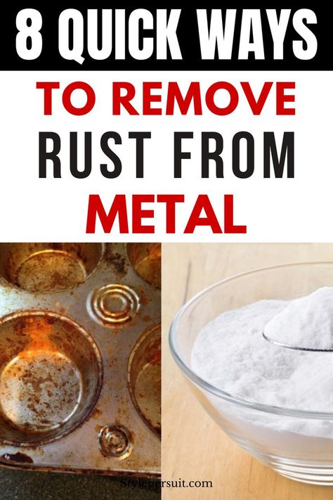 Removing rust from metal can be done using various methods, depending on the severity of the rust and the type of metal involved. Click to discover the best ways to rust stains from Rust Cleaner Diy, Natural Rust Remover, Getting Rid Of Rust On Metal, Removing Rust From Tools, Rust Remover Diy, Rust Removal From Metal Diy Baking Soda, Cleaning Rust Off Metal, Diy Rust Remover From Metal, Rust Remover From Metal