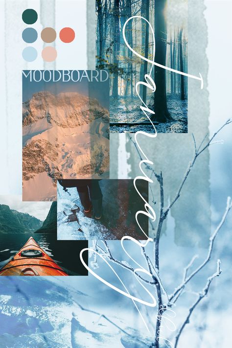 Mood Board Winter, January Graphic, Winter Mood Board Aesthetic, January Mood Board Aesthetic, Winter Arc Mood Board, January Mood Board, Winter Moodboard, Indigo Mood Board Aesthetic, Winter Fonts