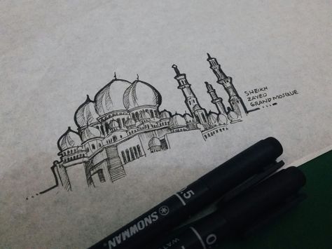 Mosque Tattoo, Mosque Sketch, Trippy Wallpaper, Grand Mosque, Back Pieces, Geometric Tattoo, Tattoo Ideas, Sketch, Collage