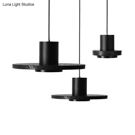 This modern and stylish “Flat Round Ceiling Lighting Simplicity Terrazzo Single-Bulb Black Hat Hanging Lamp” is sure to be an eye-catching accent in any home. It is designed with a round canopy shape and comes in a sleek black color. This hanging lamp has a fixture type of with shade, and is crafted from stone for a sturdy and beautiful look. The size of the lamp is 7" 11" 13" in width and 6" in height. The voltage of this lamp is suitable for both 110v-120v and 220v-240v. The bulb’s base is E26 Pendant Light Set, Pendant Light Styles, Round Ceiling, Pendant Light Design, Fluorescent Tube, Suspension Design, Luminous Colours, Black Pendant Light, Black Pendant