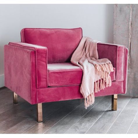 Mid Century Chair Makeover, Pink Accent Chair, Table Ikea, Mid Century Modern Armchair, Velvet Accent Chair, Chair Makeover, Pink Chair, Table Diy, Design Apartment