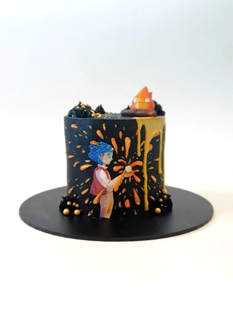 Howls Moving Castle Cake Ideas, Ghibli Birthday Cake, Howls Moving Castle Cake, Ghibli Dessert, Genshin Impact Cake, Studio Ghibli Cake, Anime Cake, Castle Cake, Howl's Moving Castle