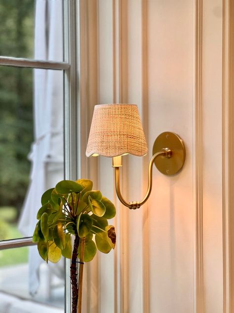 Scalloped Raffia Chandelier Lampshade Sconces On Either Side Of Kitchen Window, Cottage Chandelier, Lamp In Kitchen, European Cottage, Vintage Light Fixtures, Lampshade Chandelier, Up House, Chandelier Shades, House Inspo