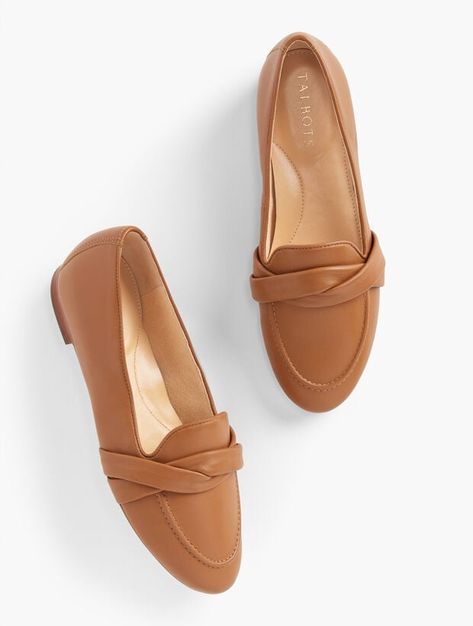 Ryan Twist Nappa Loafers | Talbots Neutral Flats, Traditional Shoes, White Loafers, Elegant Flats, Over 60 Fashion, Driving Moccasins, Brown Loafers, Modern Shoes, Moccasins Shoes