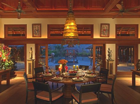 Luxury-Interior-Design-Thailand-11 Thai Interior Design, Thai House Design, Classic Dining Room, Resort Design, Traditional Interior Design, Garden Villa, Architecture Model Making, Chiang Mai Thailand, Amritsar