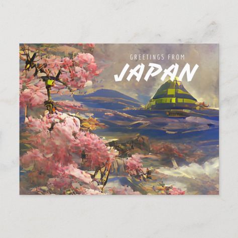 Greetings From Japan Postcard - japan gift Japan Text, Japan Postcard, Japan Gifts, Mount Fuji, Post Card, Japan Post, Wedding Pinterest, Cherry Blossom, Book Art