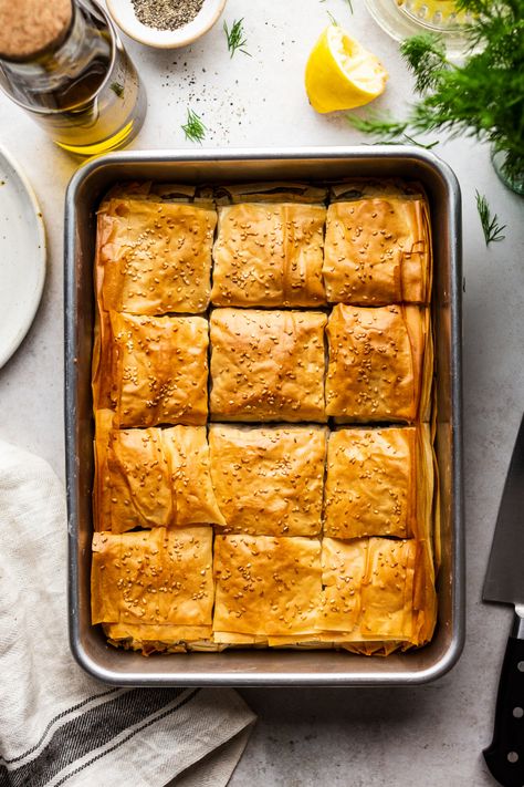 Easy vegan spanakopita - Lazy Cat Kitchen Vegan Spanakopita, Spanakopita Recipe, Greek Spinach Pie, Lazy Cat Kitchen, Vegan Greek, Cat Kitchen, Spinach Pie, Vegan Meal, Lazy Cat