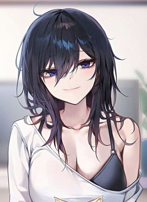 Hot Anime Female Character Icon, Black Tomboy Art, Tomboy Art, Rp Characters, Anime Character Names, Female Character Concept, Long Black Hair, Anime Hair, Female Character Design