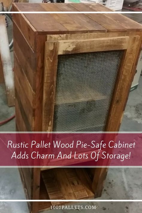 This is my rustic cabinet made of all up-cycled wood at virtually no cost.  #DiyPalletProjects, #Kitchen, #PalletCabinet, #Rustic Pie Safe Cabinet, Rustic Pie, Pallet Bathroom, All Wood Furniture, Pallet Frames, Amp Storage, Rustic Cabinet, Pallet Cabinet, Pallet Headboard