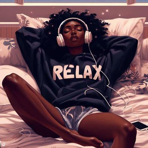 Rest and reset your mind, body, and soul. Take a moment to recharge and find inner peace amidst the chaos of life. #RestAndReset #Recharge #InnerPeace #avnmc Peace Of Mind Drawing, Self-love Aesthetic Pics, Rest Aesthetic, Afro Drawing, Loving Images, Relaxing Aesthetic, Reset Your Mind, Black Power Art, Black Woman Artwork