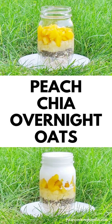 Chia seeds. Overnight oats. Breakfast. Peach overnight oats oatmeal with chia seeds. Healthy breakfast recipe. Peach banana. Clean eating. food and drink. healthy recipes. Healthy Pancakes Oatmeal, Overnight Oats With Coconut, Clean Eating Oatmeal, Coconut Overnight Oats, Peach Overnight Oats, Chia Overnight, Pineapple Juice Recipes, Breakfast Oats Overnight, Healthy Oatmeal Breakfast