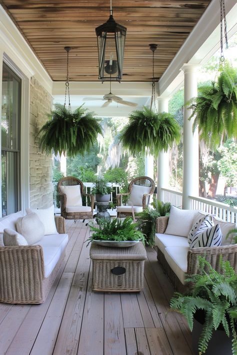 15 Southern Front Porch Ideas for a Charming Welcome – Everyday Inspo Front Porch Seating Ideas Farmhouse, Front Porch Oasis, Large Front Porch Ideas, Southern Front Porch Ideas, Lakehouse Renovation, Victorian Front Porch, Southern Front Porches, Southern Front Porch, Southern Porch