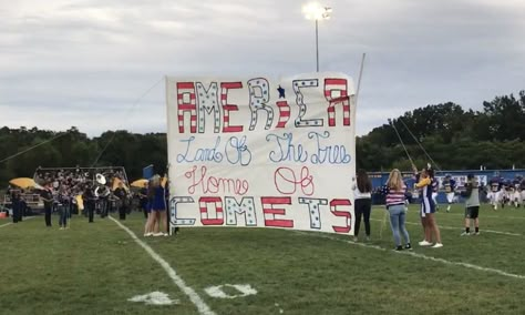 Usa Football Banners Run Through, Usa Theme Football Signs, Usa Football Theme Poster, Beach Theme Football Game Posters, Football Runout Signs, Usa Theme Football Game Signs, Cheer Run Through Signs Football, Run Through Banners, Senior Pep Rally