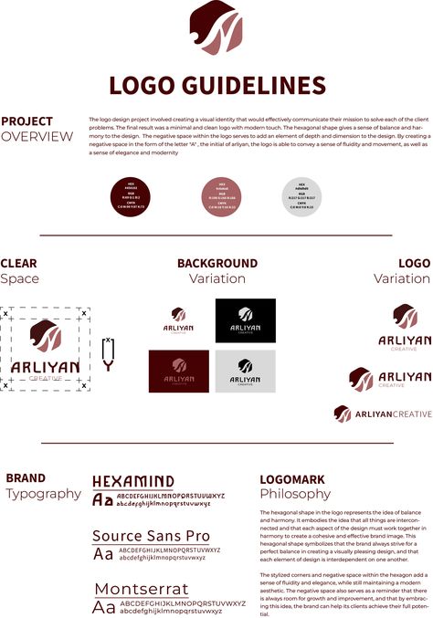 The Arliyan Creative branding project was an in-depth process that resulted in a modern and professional logo design that effectively communicates the brand's mission and values. It included guidelines for logo placement, typography, and color usage, providing a strong foundation for future branding and marketing efforts. It was professionally to ensure quality and effective communication. Do not hesitate to contact us if you want a logo designed. Logo Usage Guidelines, Future Branding, Logo Guidelines, Branding And Marketing, Logo Placement, Cleaning Logo, Event Logo, Design Guidelines, Professional Logo Design