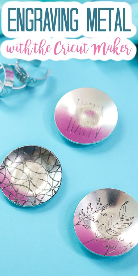 Have you ever engraved with your Cricut Maker? Check out this Cricut Maker metal project and give it a try for yourself! #cricut #cricutmade #cricutmaker Metal Etching Cricut, Cricut Maker 3 Jewelry, Cricut Maker Jewelry Projects, Cricut Engraving Projects Metal, Cricut Metal Projects, Engraving With Cricut Maker, Cricut Engraving Projects, Cricut Materials, Cricut Engraving