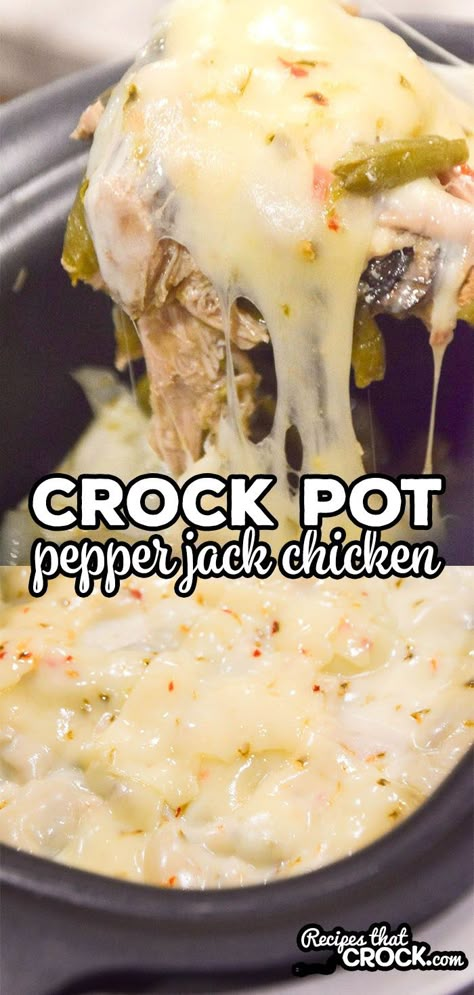 This Crock Pot Pepper Jack Chicken is one of our family's favorite slow cooker dinner recipes. It is a super simple one-pot crock pot meal. Pepper Jack Chicken, Jack Chicken, Low Carb Crock Pot Recipes, Slow Cooker Dinner Recipes, Keto Crockpot, Keto Crockpot Recipes, Crock Pot Chicken, Low Carb Diets, Slow Cooker Dinner