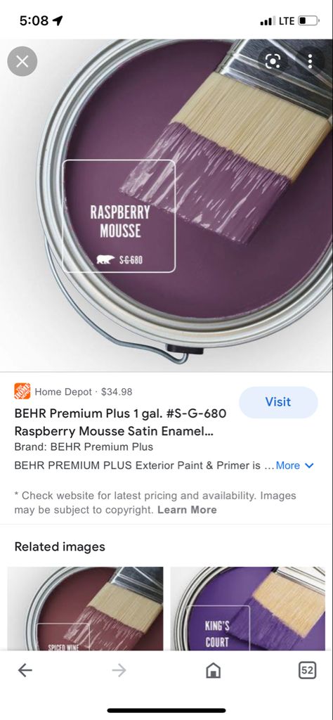 Behr Raspberry Mousse, Amethyst Paint Color, Plum Wall Color Master Bedrooms, Plum Cabinets Kitchen, Behr Purple Paint Colors, Behr Purple, Purple Paint Colors Bedroom, Purple Bedroom Paint, Unique Paint Colors