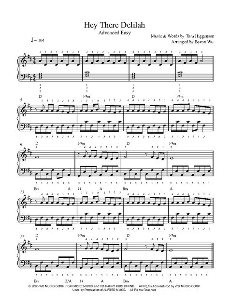 Hey There Delilah by Plain White T's Piano Sheet Music | Advanced Level Hey There Delilah Guitar Tab, Hey There Delilah Piano, Hey There Delilah Ukulele, Hey There Delilah Aesthetic, Carol Aesthetic, Hey There Delilah, Wedding Challenge, Whiskey Lullaby, Music Basics