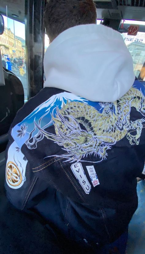 Evisu Jacket, Dragon Jacket, Creative Clothes, Aesthetic Grunge Outfit, Concept Clothing, Future Style, Custom Jacket, Streetwear Men Outfits, Fashion Line