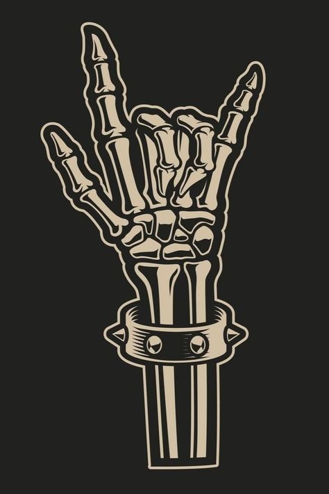 Rock Hand Drawing, Rock Hand Sign, Rock And Roll Aesthetic, Rock And Roll Sign, Dark Grunge Aesthetic, Rock Background, Rock Sign, Rock Poster Art, Rock & Roll