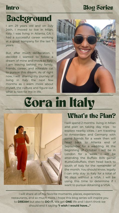 I quit corporate and left everything behind to live and travel in Italy! Follow my journey of living and exploring Italy! Each week, I will be posting updates and sharing my favorite things with you! Travel In Italy, Moving To Italy, Living In Italy, Explore Italy, Italy Trip, 29 Years Old, I Quit, My Favorite Things, Italy Travel