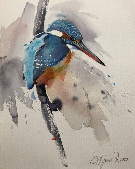 PeO Jonsson (@peojonsson_art) • Instagram photos and videos Kingfisher Watercolor, Blue Birds, Watercolor Bird, Art Instagram, Kingfisher, May 21, Art Watercolor, Bird Art, Animal Paintings