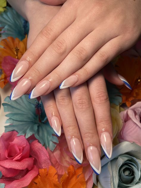 V Tip French Nails Almond, V Shape Nail Design French Tips, V Shape French Tip Nails Almond, Nails With V Tip, Multiple French Nail Art, V Shaped Nails, V Tips Nails, Slanted French Tip Nails, V Tip French Nails