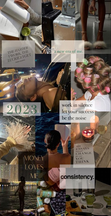 New Year Goals Aesthetic, New Year New Me Aesthetic, Heal In Silence, Healing Era Aesthetic, Manifest 2024, 2023 Vision Board, Work In Silence, Board Collage, 2025 Goals